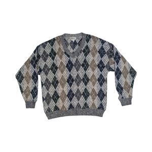 Vintage Arnold Palmer Argyle V-Neck Preppy Sweater | Golfcore | Size Large